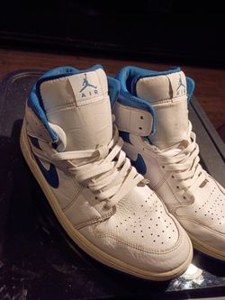 NIKE AIR JORDAN 1 RETRO MID SHOE SNEAKER LEATHER UNC BLUE SIZE 12