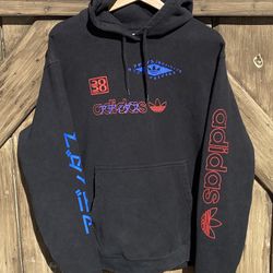 Black Adidas Large hoodie with Japanese lettering rare