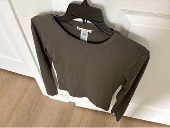 $7 for (1) Essential Long-Sleeve Crewneck Top - Olive Green