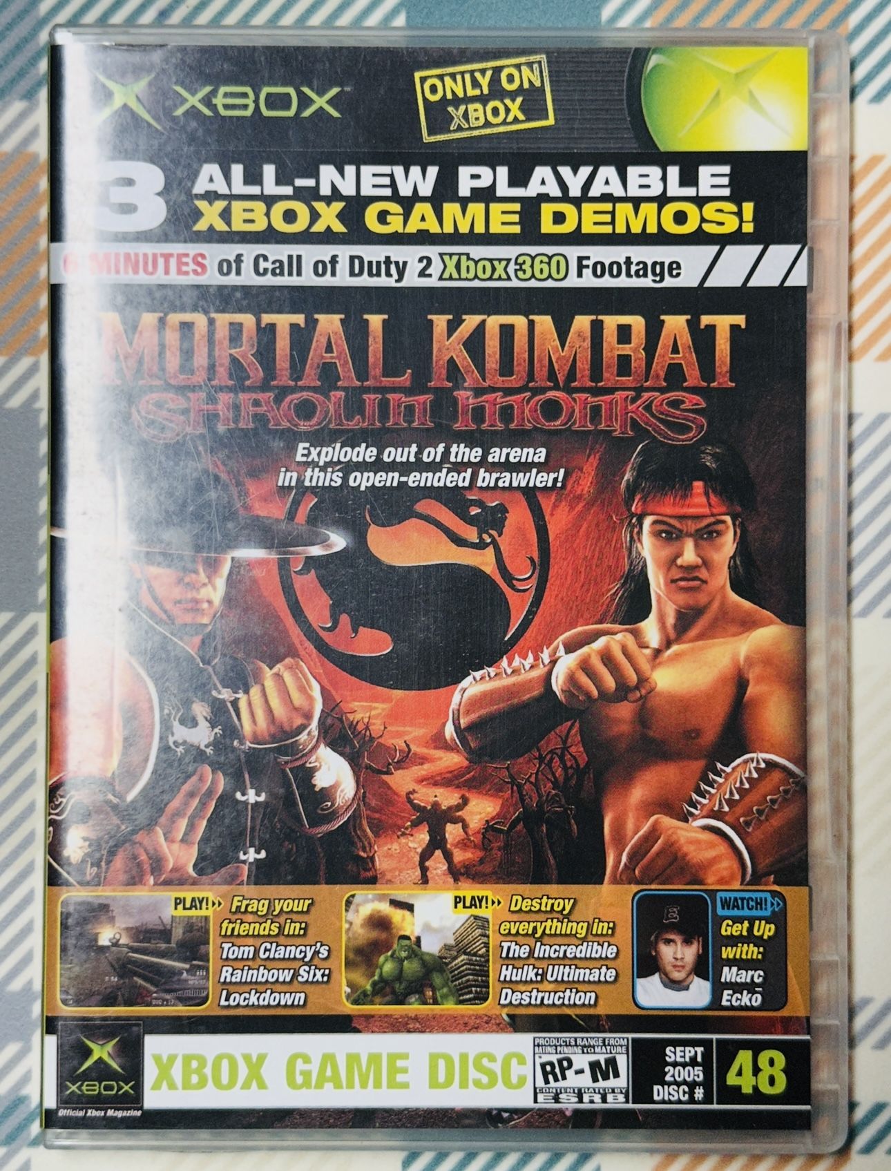 MORTAL KOMBAT SHAOLIN MONKS xbox Official DEMO #48 TOM CLANCY With Case