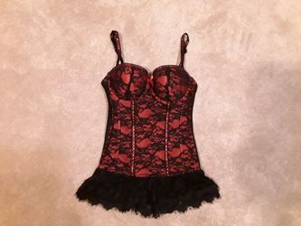Red and black corset