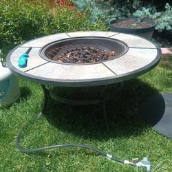 Outdoor Patio Fire Pit w Propane Tank Lighter 38" Diameter 19" tall