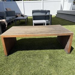Modern Solid Teak Slatted Table / Bench