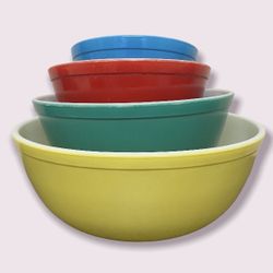 Pyrex Vintage Nesting Bowl Primary Colors Casserole Dishes With Lids
