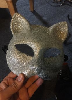 Silver glitter cat mask