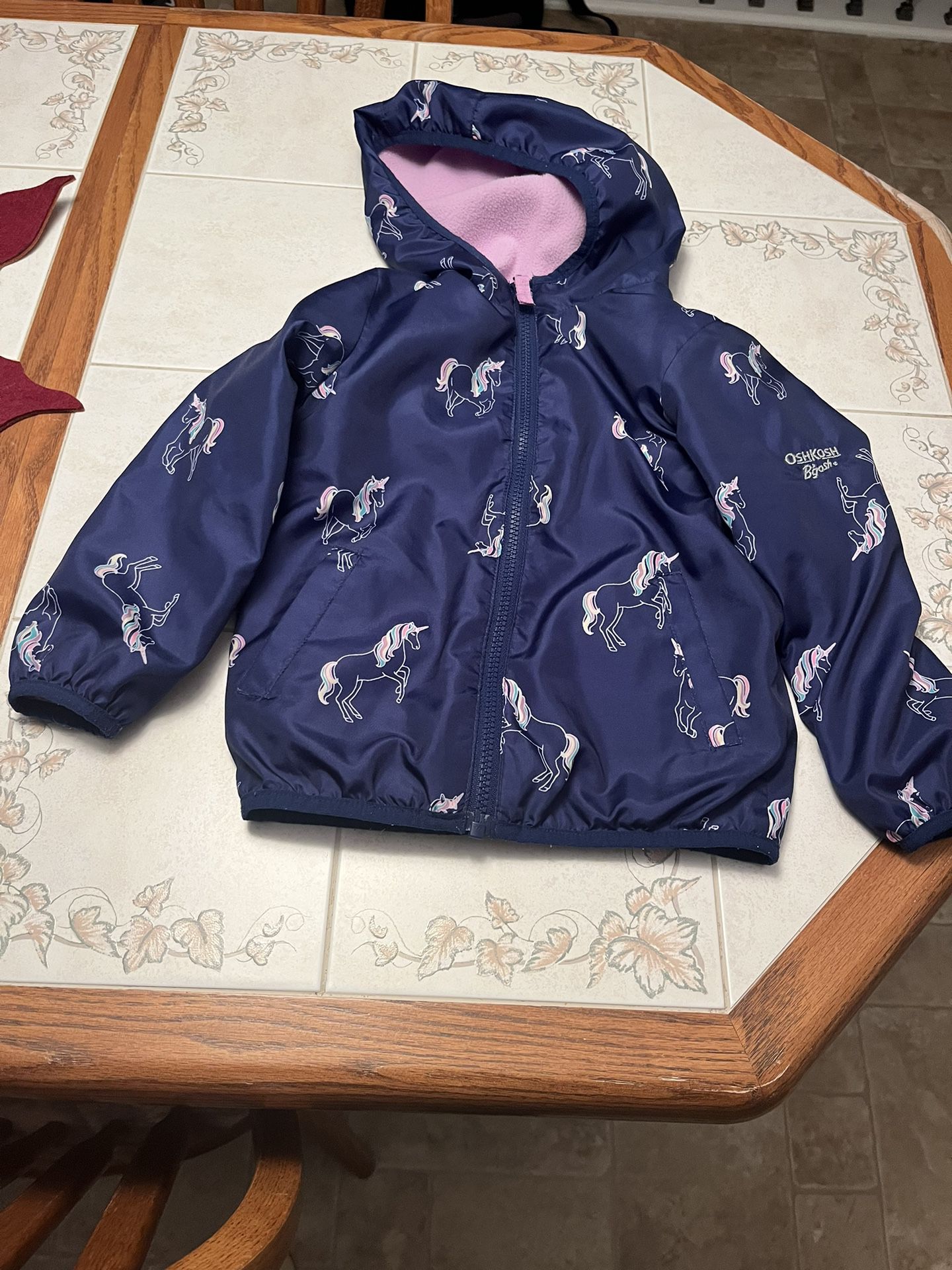 Girls OshKosh B'gosh | Lavender Unicorn Fleece Reversible Hooded Jacket