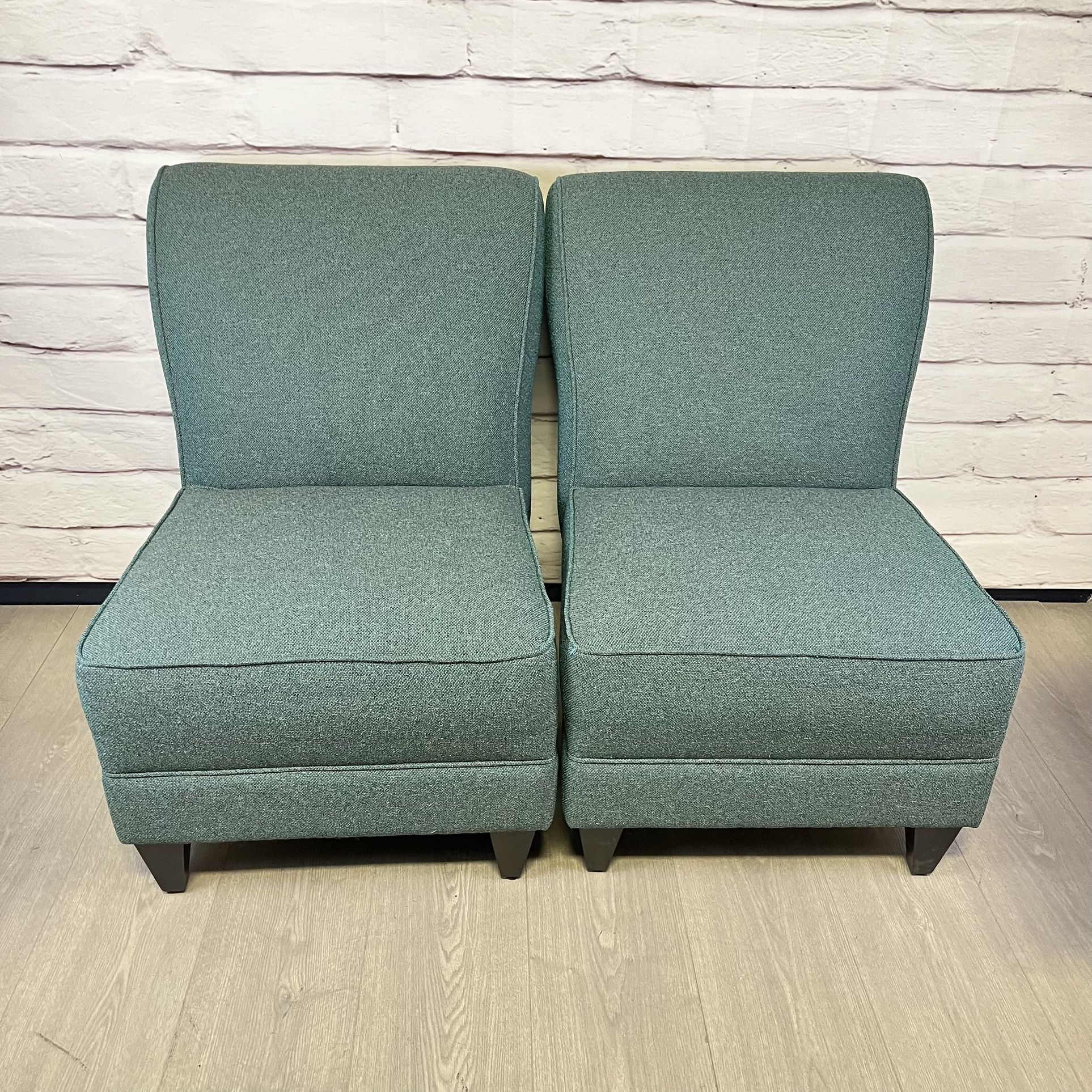 Teal Blue & Grey Armless Accent Chairs 2pc