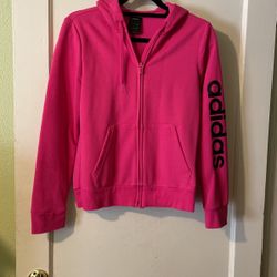Adidas’s Beautiful Bright Pink Zip Up Hooded Sweatshirt . Sz Sm.. Never Worn