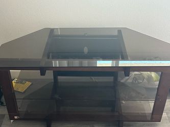 Wood Grain and Glass TV Stand