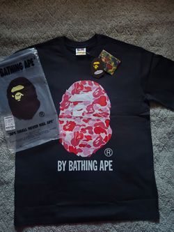 Black Bape tshirt with pink camo print.
