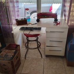 White Desk/ Keyboard Drawer.