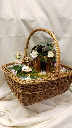 Fairy garden in a basket