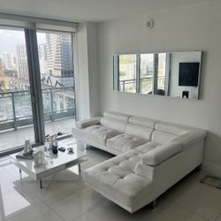 🔥SPECIAL OFFER🔥 White Right Facing Chaise Sofa Sectional Set