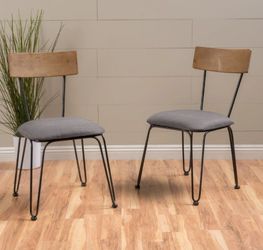 Set of 2 Metal Frame Cushioned Chair for Dining Area