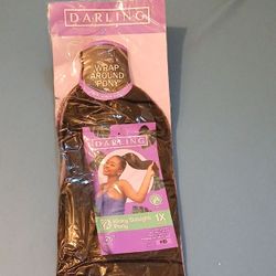 Darling Wrap Around Ponytail Extension Synthetic Kinky Straight Black #1B 26in