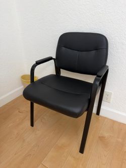 Black Leather Guest Chair with Armrests