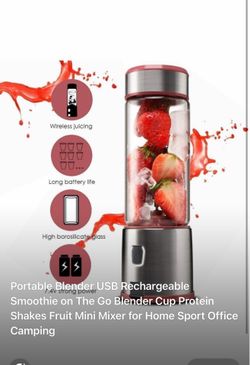 Portable Blender USB Rechargeable Smoothie on The Go Blender Cup Protein Shakes Fruit Mini Mixer for Home Sport Office Camping   $99