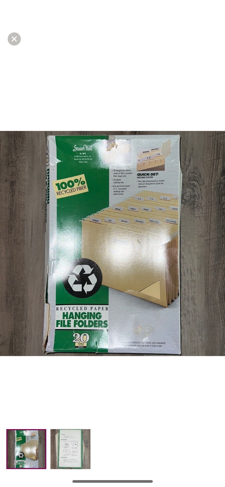 Vintage stuart hall no. 3678 hanging file folders recycled paper 20 single color pack. Box is damaged due to age - see pics