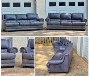 Havertys Full Grain Leather Sofa couch Set