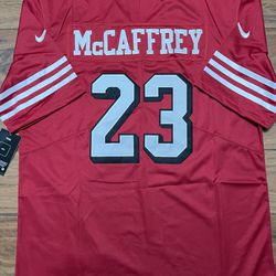 49ers CMC McCaffrey 23 Jersey White Retro Throwback Red Mens black Shade Medium Large XL  