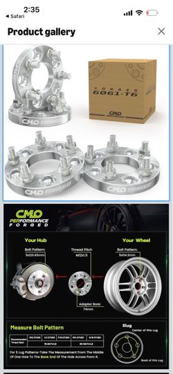 CMO 1 Inch 5x4.75 to 5x4.5 Wheel Adapters Fits Corvette C4-C7 4PCS Fits Chevy S10, Camaro; GMC Sonoma; Pontiac Firebird; 74mm Bore, M12x1.5, Lug-Centr