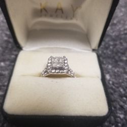 White Gold Diamond Wedding Ring With Band Set 