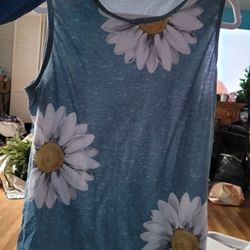 Women's Vest Women's Summer Tops Casual Loose Large Size Small Daisy Print Women's T-Shirt Tops

