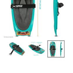 XSPEC KNEEBOARD FOR KNEE SURFING BOATING WATERBOARDING, AQUA