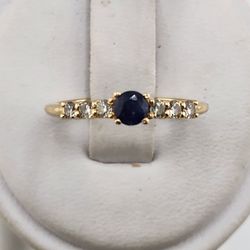 14k gold sapphire & diamond ring