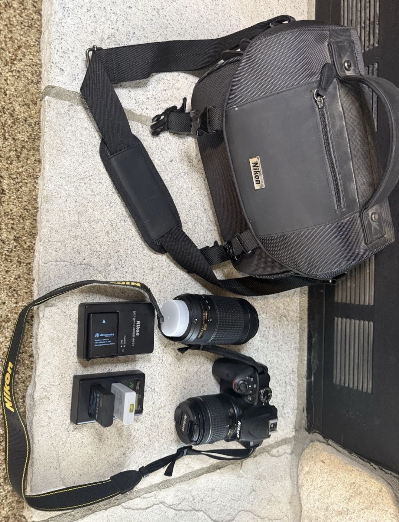 Nikon D3400 DSLR Camera Kit 18-55mm & 70-300mm Lenses 4 Batteries Bag Charger