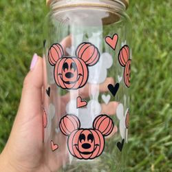Pumpkin Mickey Glass Tumbler