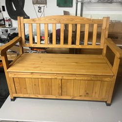44in Wooden Outdoor Storage Bench