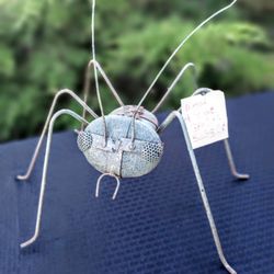 CUTE HANDMADE STONE AND METAL GARDEN BUG 