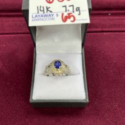 14K White Gold Birthstone Ring Size7 : 7.7 Grams