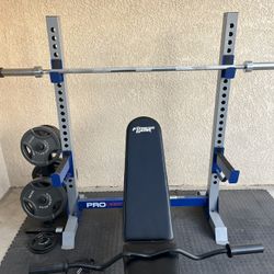 Weight Set, Ez Curl Bar And Rack