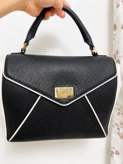 Kate Spade Laurel Wesley Place Satchel Crossbody Black White Leather