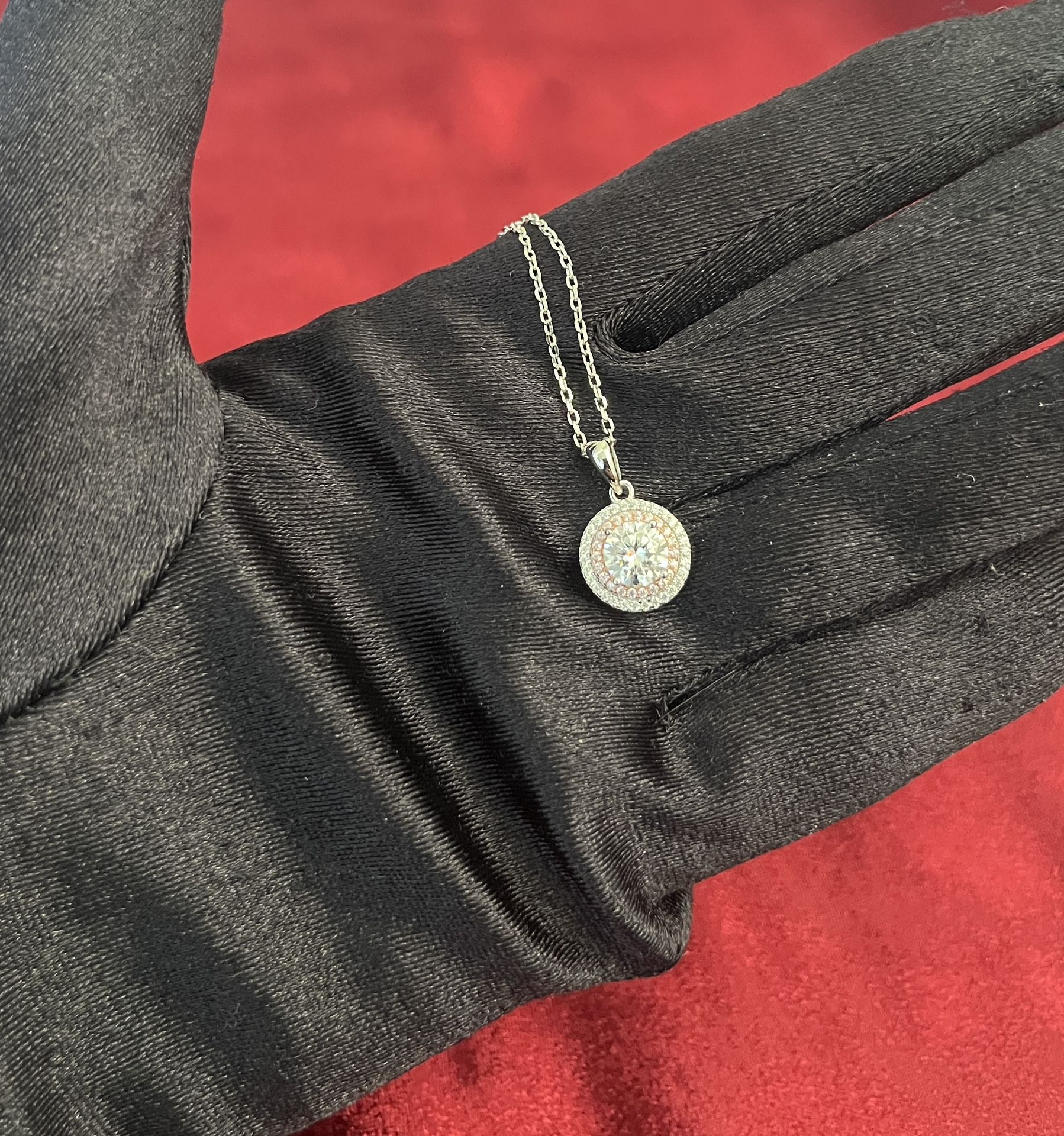 1 CT Moissanite Halo Necklace