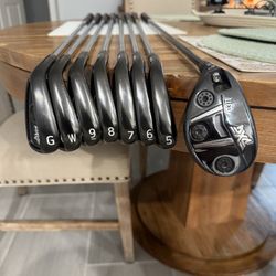 Left Handed PXG Irons and 4 Hybrid. 