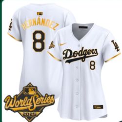 Womens Kike Hernandez White & Gold jersey size large