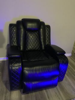 Leather Recliner with LED Lights