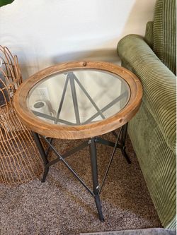 TULARE round side table end table light wood