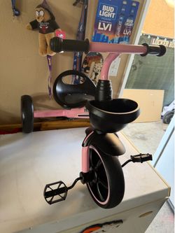 Pink KRIDDO TC003 toddler tricycle designed for children aged 24 months to 4 years,