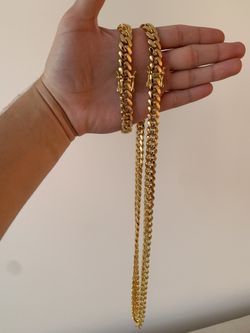 10mm Miami Cuban Link Set 18k Plated