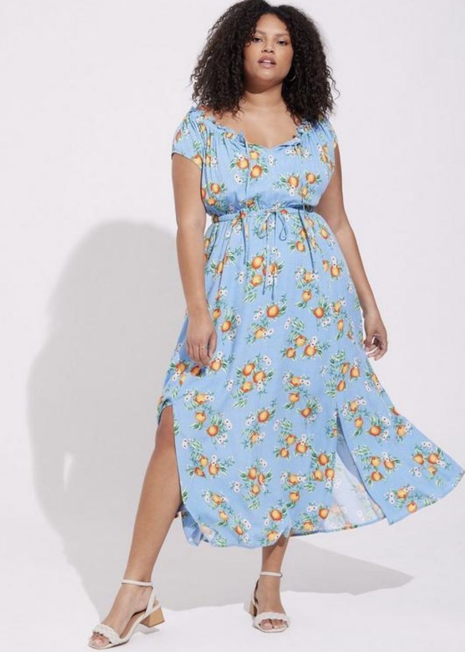 Maxi Textured Woven Double Slit Dress