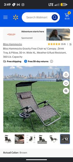 Gravity -Free reclining chair with canopy