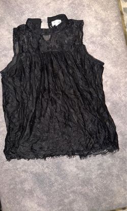 Black Lace Sleeveless Top 1X