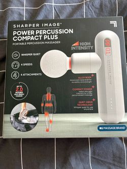 Sharper Image Power Percussion Compact Plus Portable Percussion Massager, silver / white, handheld massager