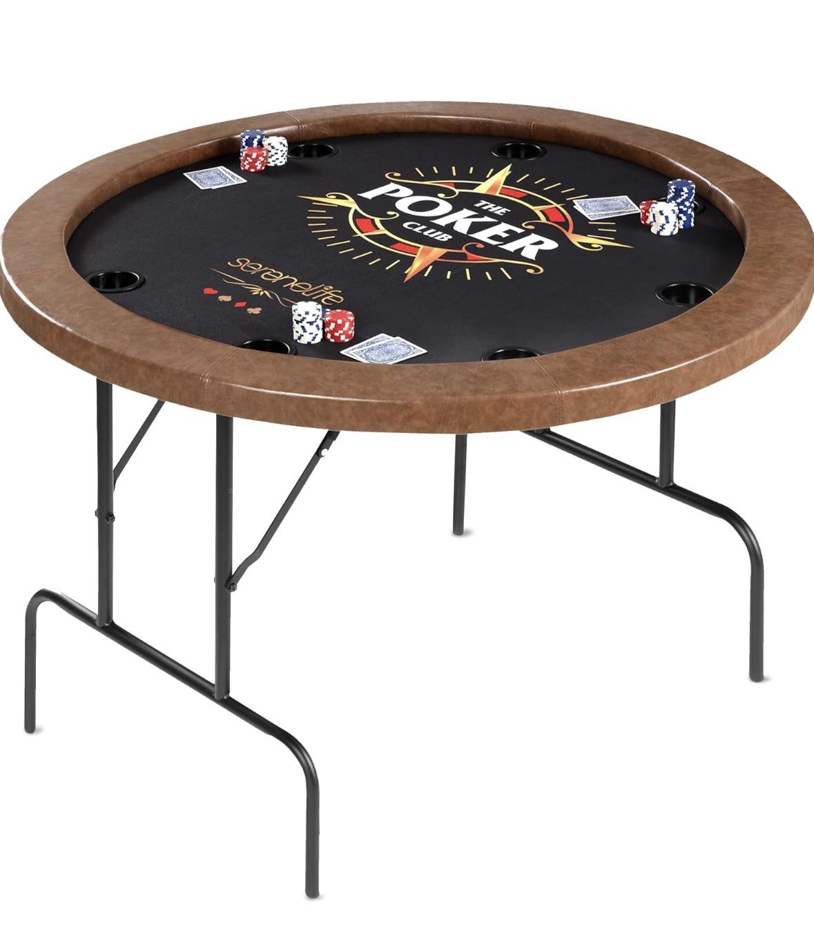 Serenelife Poker Table - 8 Player, Round