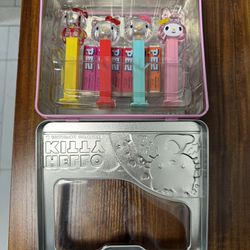 Hello Kitty Collectible Pez Dispensers with Tin Case Box 4 Count 