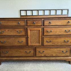 9 Drawer Dresser - Solid Wood W/Mirror Top